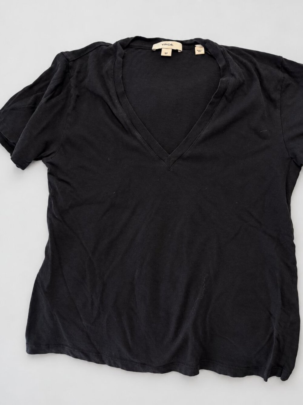 Vince Black V Neck Short Sleeve T Shirt Size Small